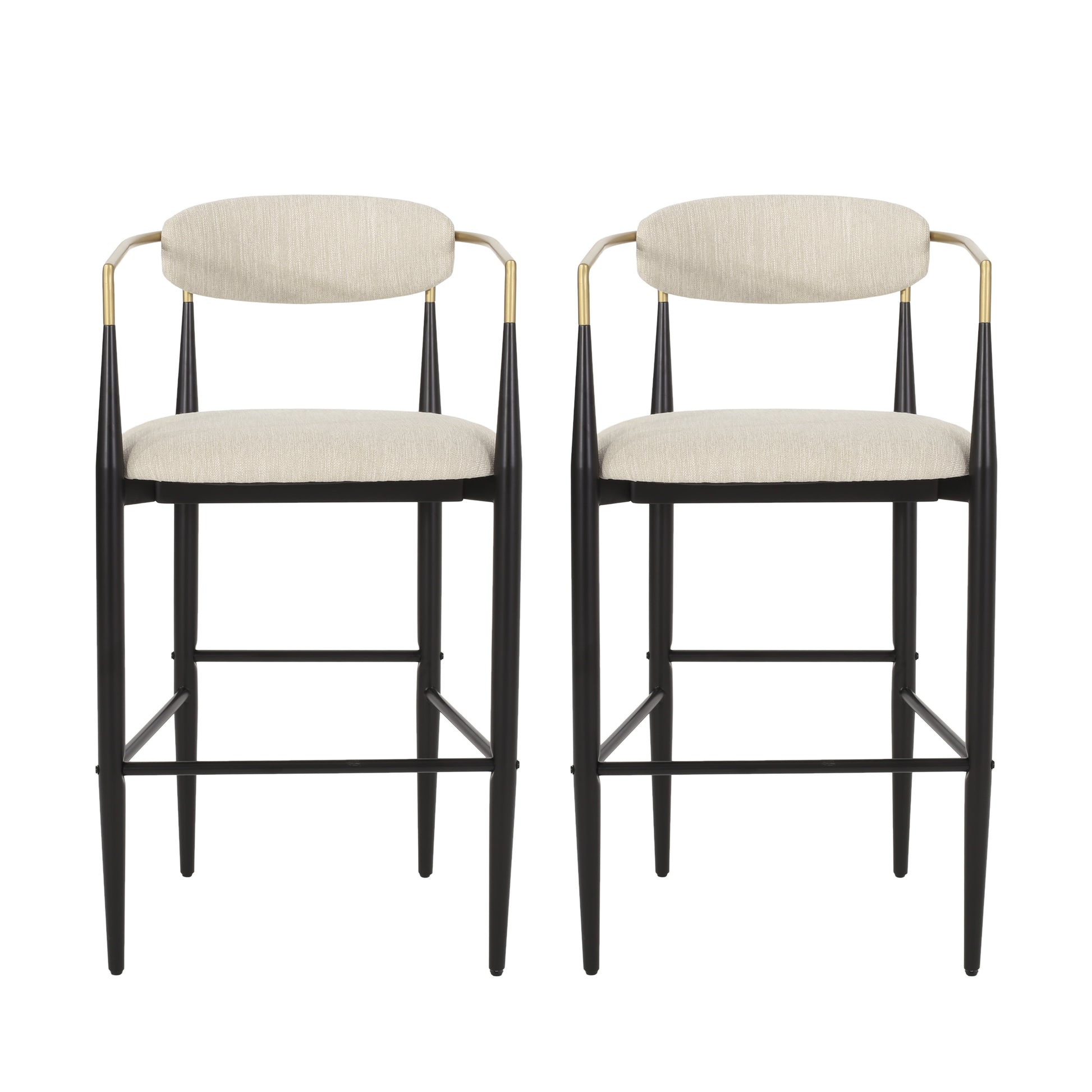 Best Selling Home Decor Beige 29.75-in H Bar height Upholstered Metal Bar Stool 2 -Pack
