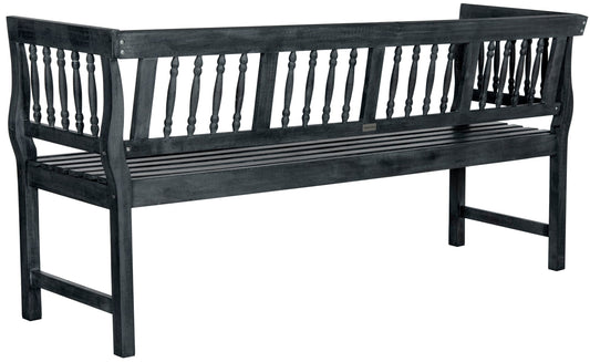 Safavieh Brentwood 68.1-in W x 31.5-in H Dark Slate Gray/Beige Acacia Traditional Bench