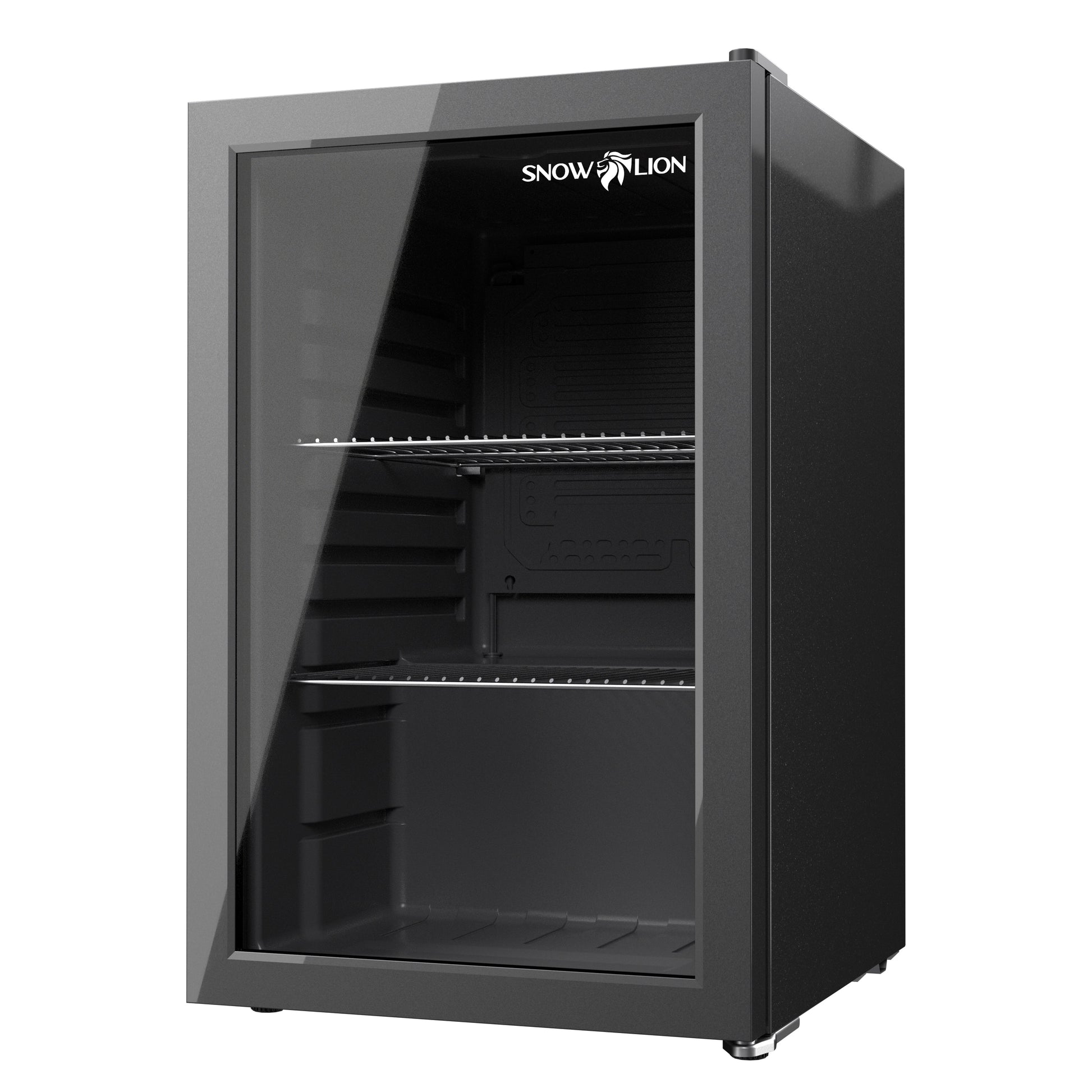 SnowLion Premium 69L Beverage Glass Door 2.4-cu ft Mini Fridge ( Black ) Garage Ready