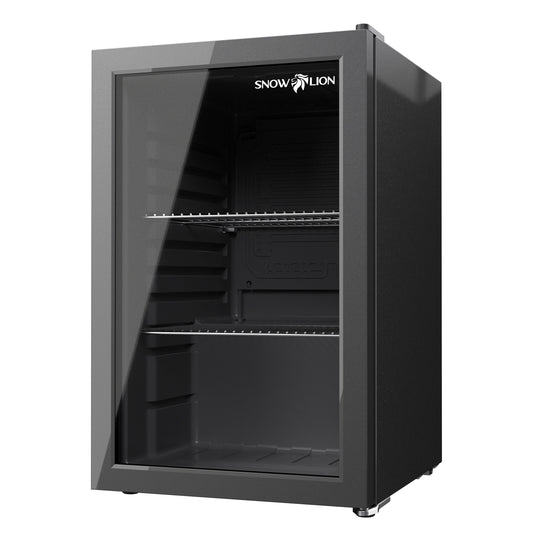 SnowLion Premium 69L Beverage Glass Door 2.4-cu ft Mini Fridge ( Black ) Garage Ready