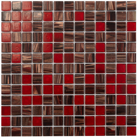 Apollo Tile Mingles Berry Red 12-in x 12-in Glossy Glass Mosaic Floor and Wall Tile (20-sq. ft/ Carton)