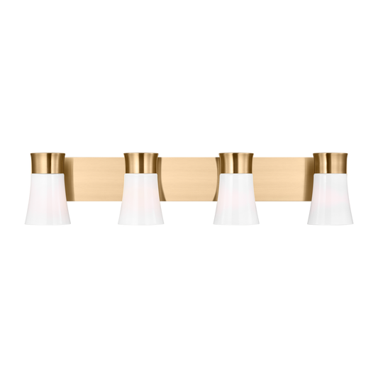 Scott Living Roy 32.25-in 4 -Light Satin Brass Modern/contemporary Vanity light