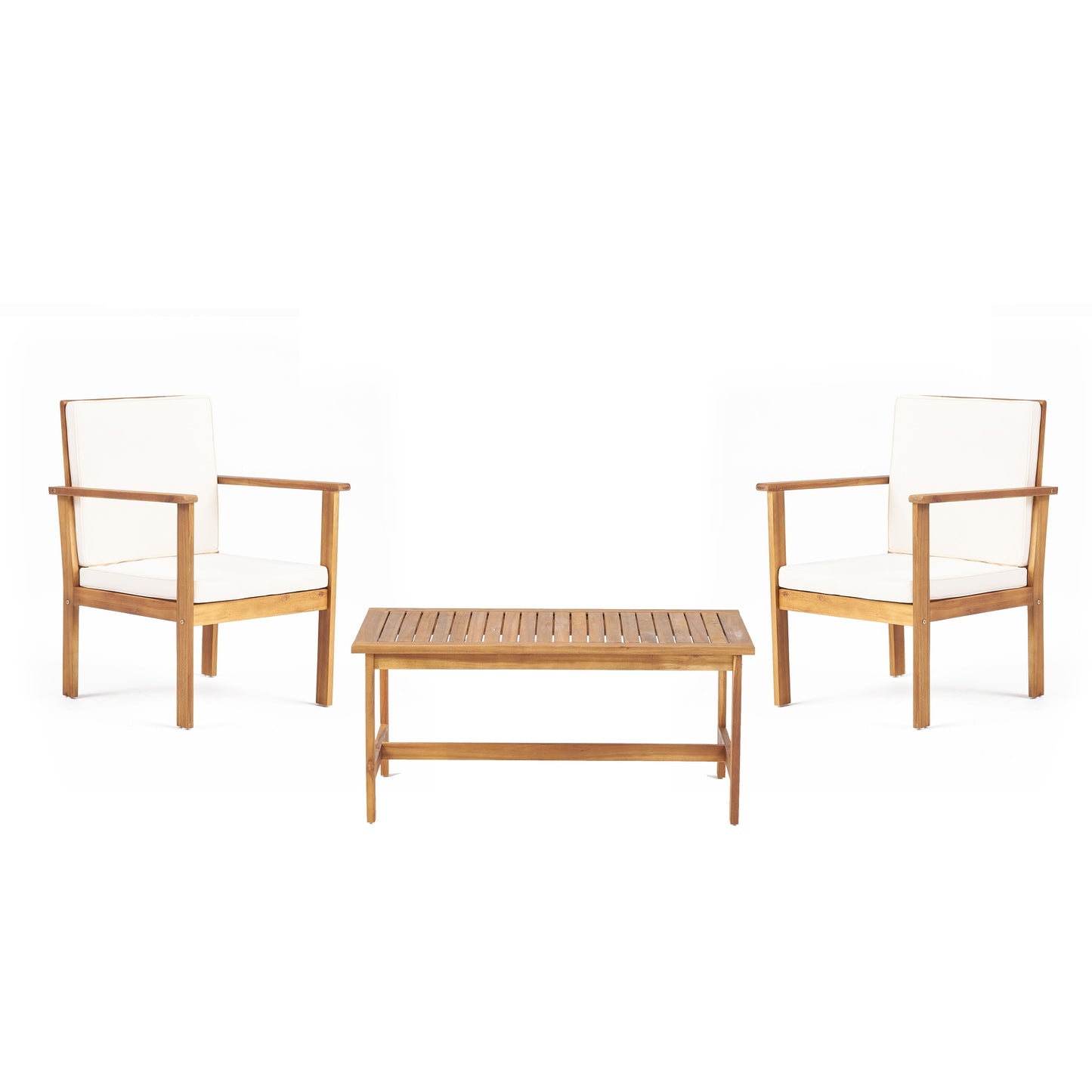Moda Furnishings 3 -Piece Patio Conversation Set with Off-white Cushions