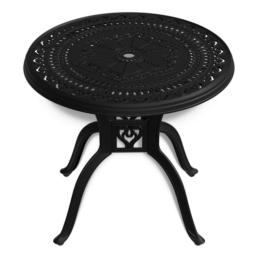 Kahomvis Cast Aluminum Patio Dining Table Round Outdoor Dining Table 31.5-in W x 31.5-in L with Umbrella Hole
