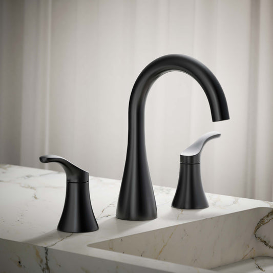 KOHLER Simplice Matte Black Widespread 2-handle WaterSense High-arc Residential Handle Bathroom Sink Faucet