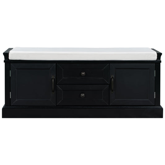 SINOFURN Rustic Black Accent Bench with Storage 42.5-in x 15.9-in x 17.5-in