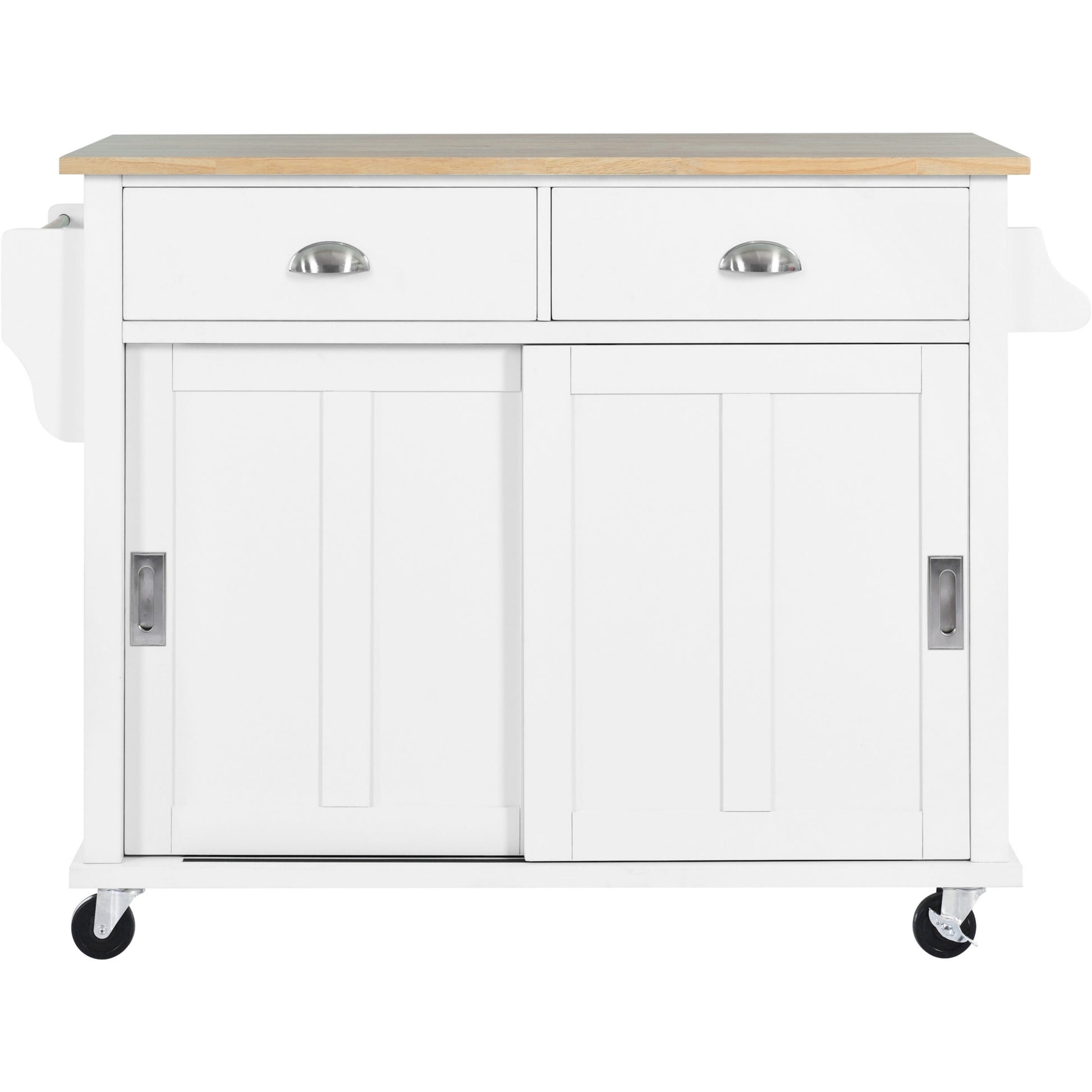 Miki Shinly White Wood Base with MDF Wood Top Rolling Kitchen Island ( 20.5-in x 52.2-in x 36.6-in )