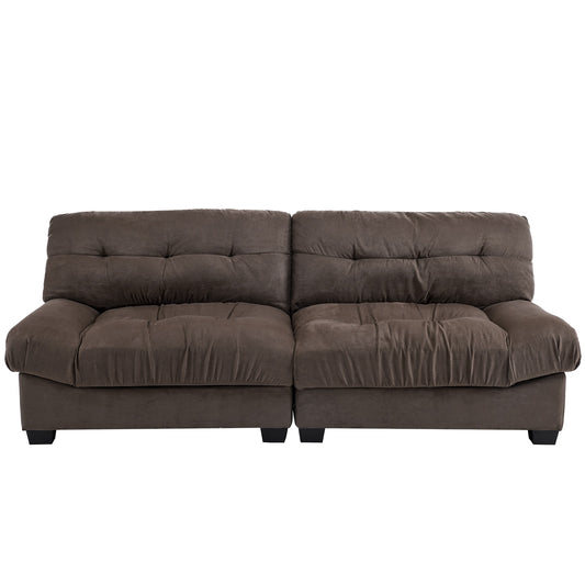 Outopee 80.3-in Modern Brown Velvet Loveseat