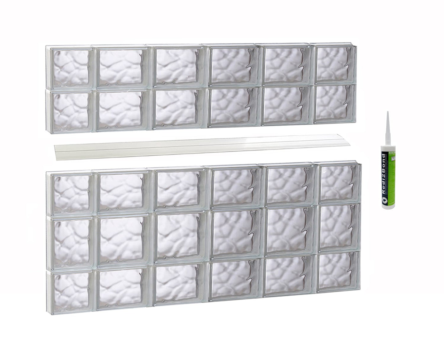 REDI2SET Wavy Glass 42-1/2-in x 32-3/4-in Frameless Replacement Glass Block Window