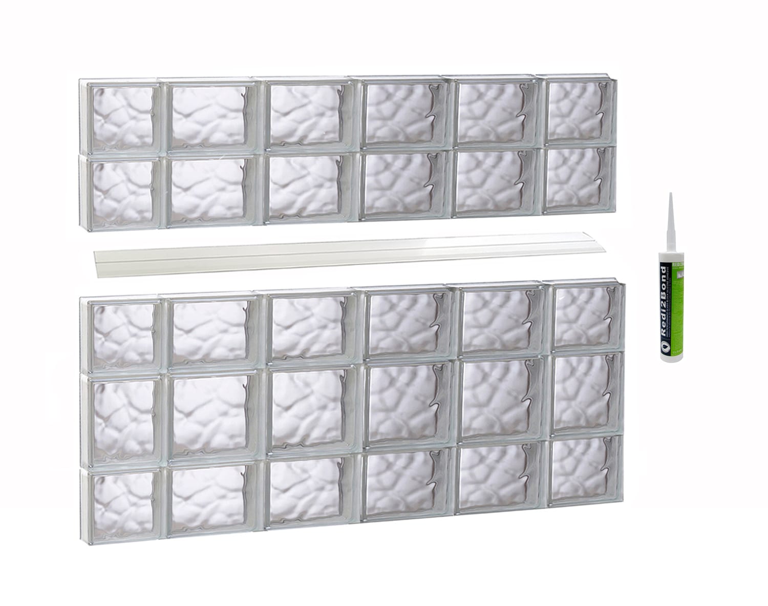 REDI2SET Wavy Glass 42-1/2-in x 32-3/4-in Frameless Replacement Glass Block Window