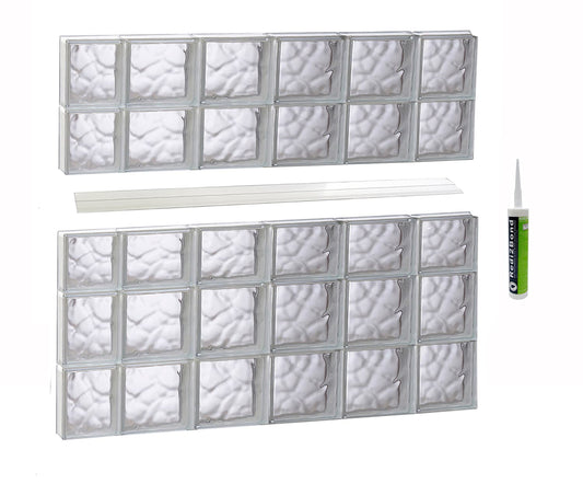 REDI2SET Wavy Glass 42-1/2-in x 36-3/4-in Frameless Replacement Glass Block Window