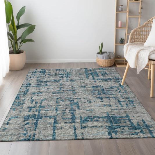 Addison Rugs Mayfield AMF76PE 8 x 10 (ft) Loomed Peacock Rectangular Indoor Abstract Machine washable Pet Friendly Area rug