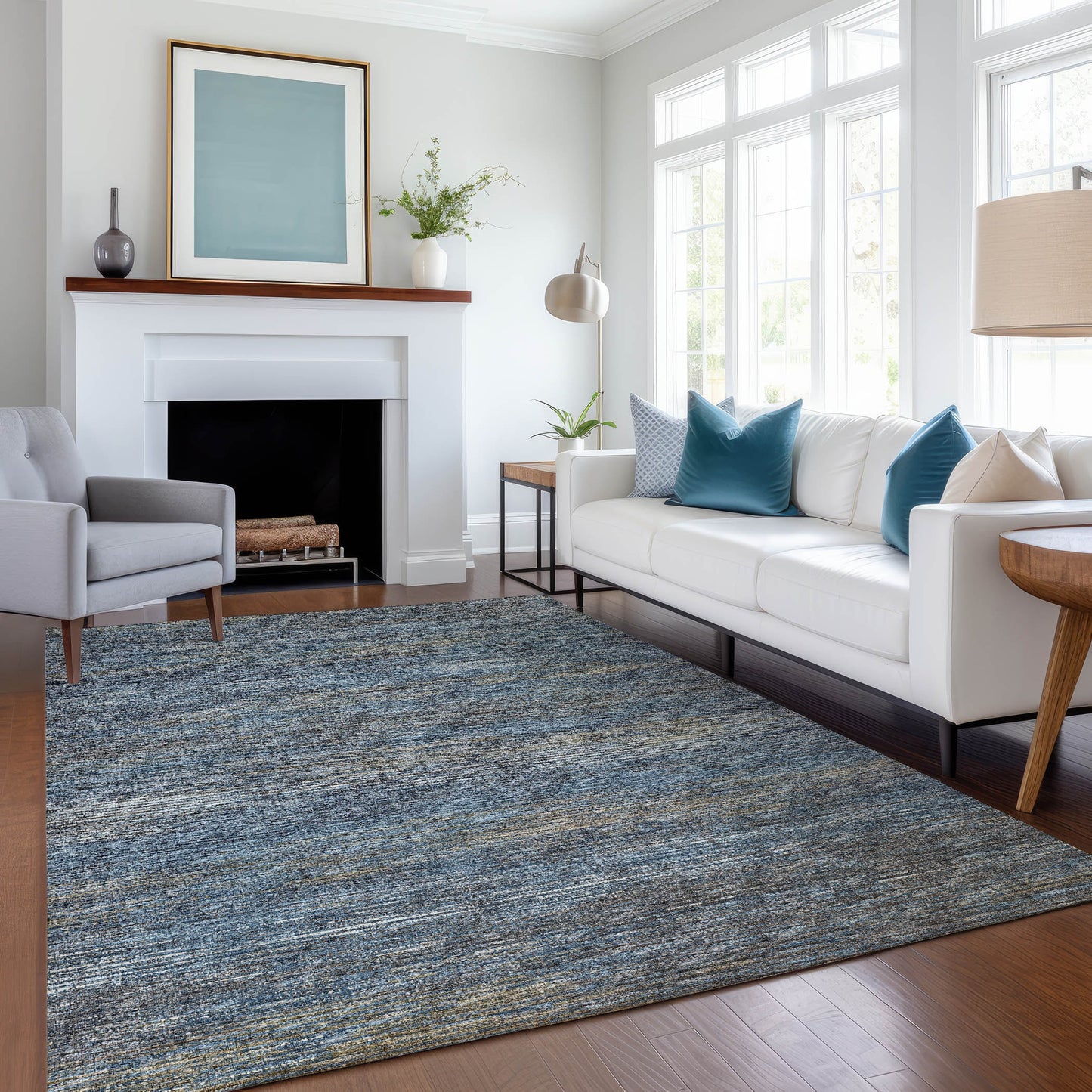 Addison Rugs Mayfield AMF32BL 8 x 10 (ft) Loomed Blue Rectangular Indoor Abstract Machine washable Pet Friendly Area rug