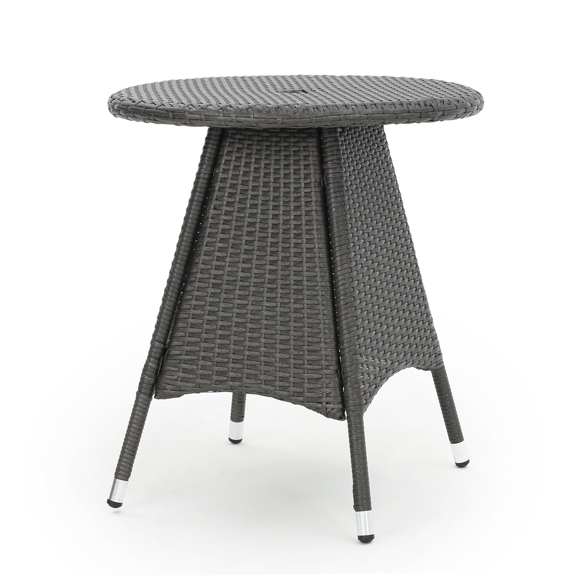 Clihome Round Rattan Outdoor Dining Table 25.75-in W x 25.75-in L with Umbrella Hole