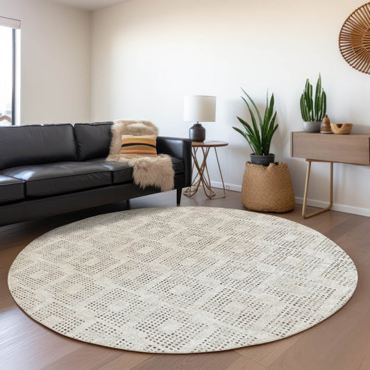 Addison Rugs Mayfield AMF33BE 8 x 8 (ft) Loomed Beige Round Indoor Abstract Machine washable Pet Friendly Area rug