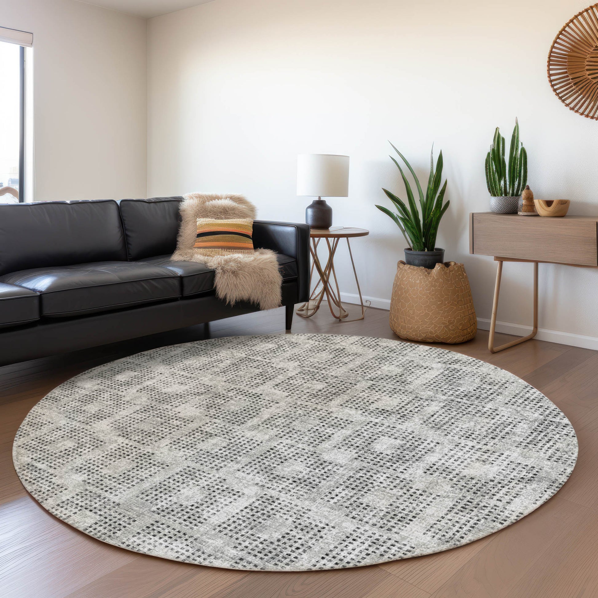 Addison Rugs Mayfield AMF33GY 8 x 8 (ft) Loomed Gray Round Indoor Abstract Machine washable Pet Friendly Area rug