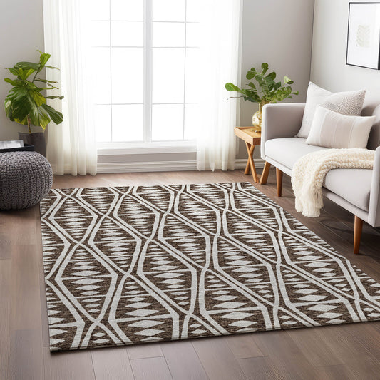 Addison Rugs Mayfield AMF112BR 8 x 10 (ft) Loomed Brown Rectangular Indoor Abstract Machine washable Pet Friendly Area rug
