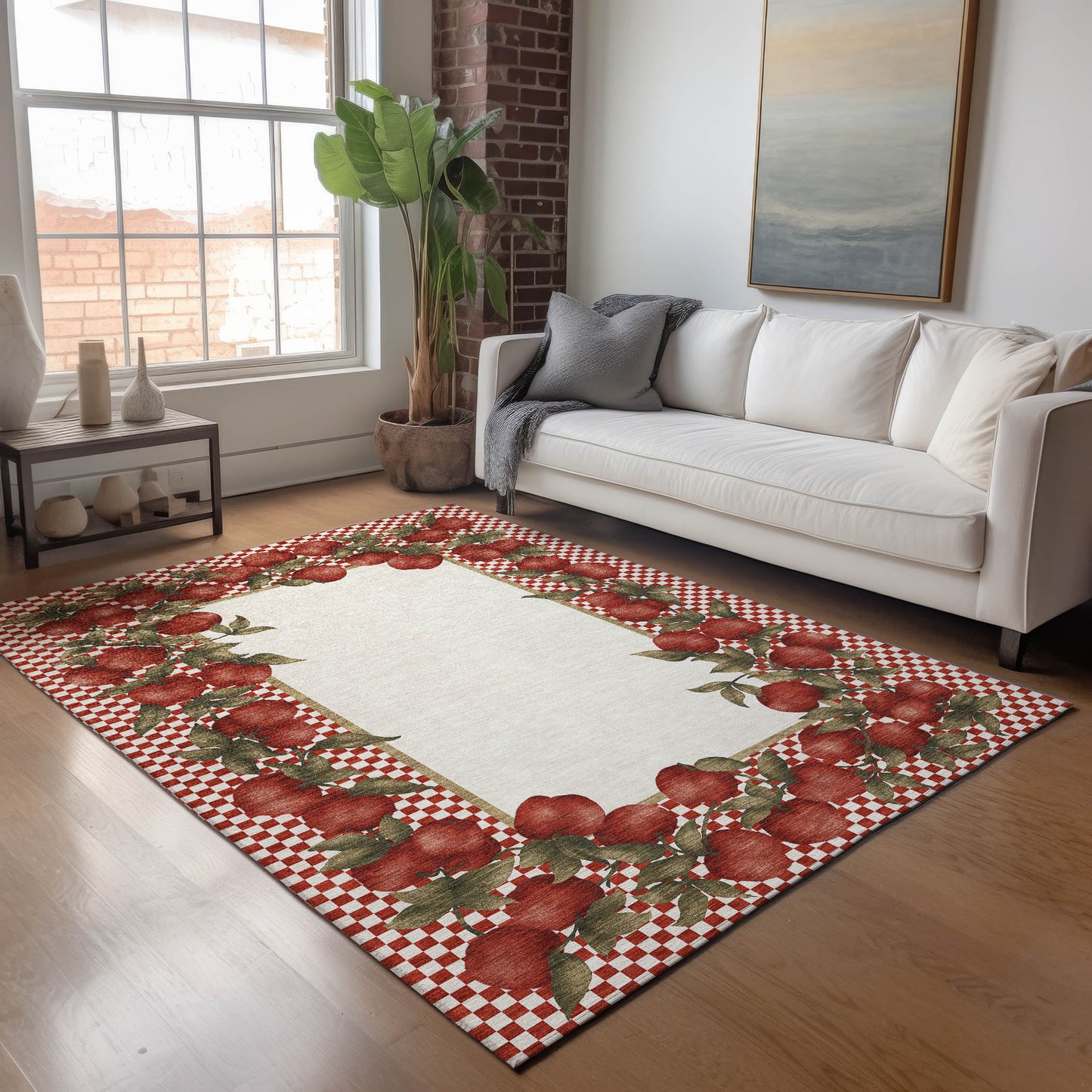 Addison Rugs Mayfield AMF164AP 8 x 10 (ft) Loomed Apple Rectangular Indoor Geometric Machine washable Pet Friendly Area rug