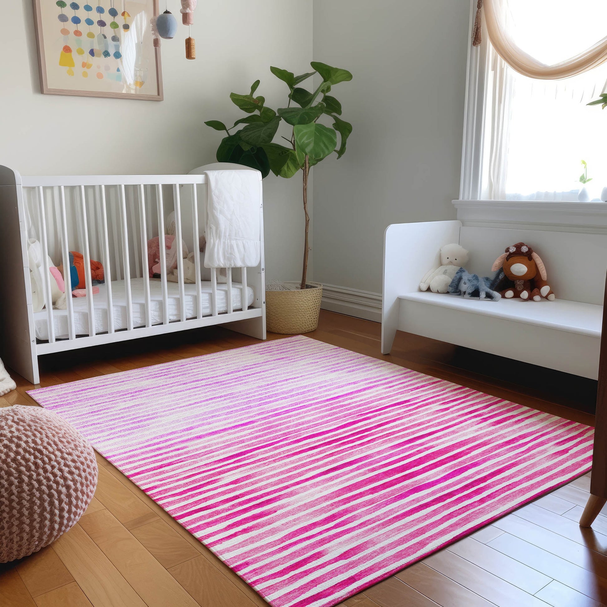 Addison Rugs Mayfield AMF187PI 8 x 10 (ft) Loomed Pink Rectangular Indoor Geometric Machine washable Pet Friendly Area rug