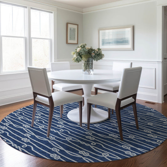 Addison Rugs Mayfield AMF152NA 8 x 8 (ft) Loomed Navy Round Indoor Geometric Machine washable Pet Friendly Area rug