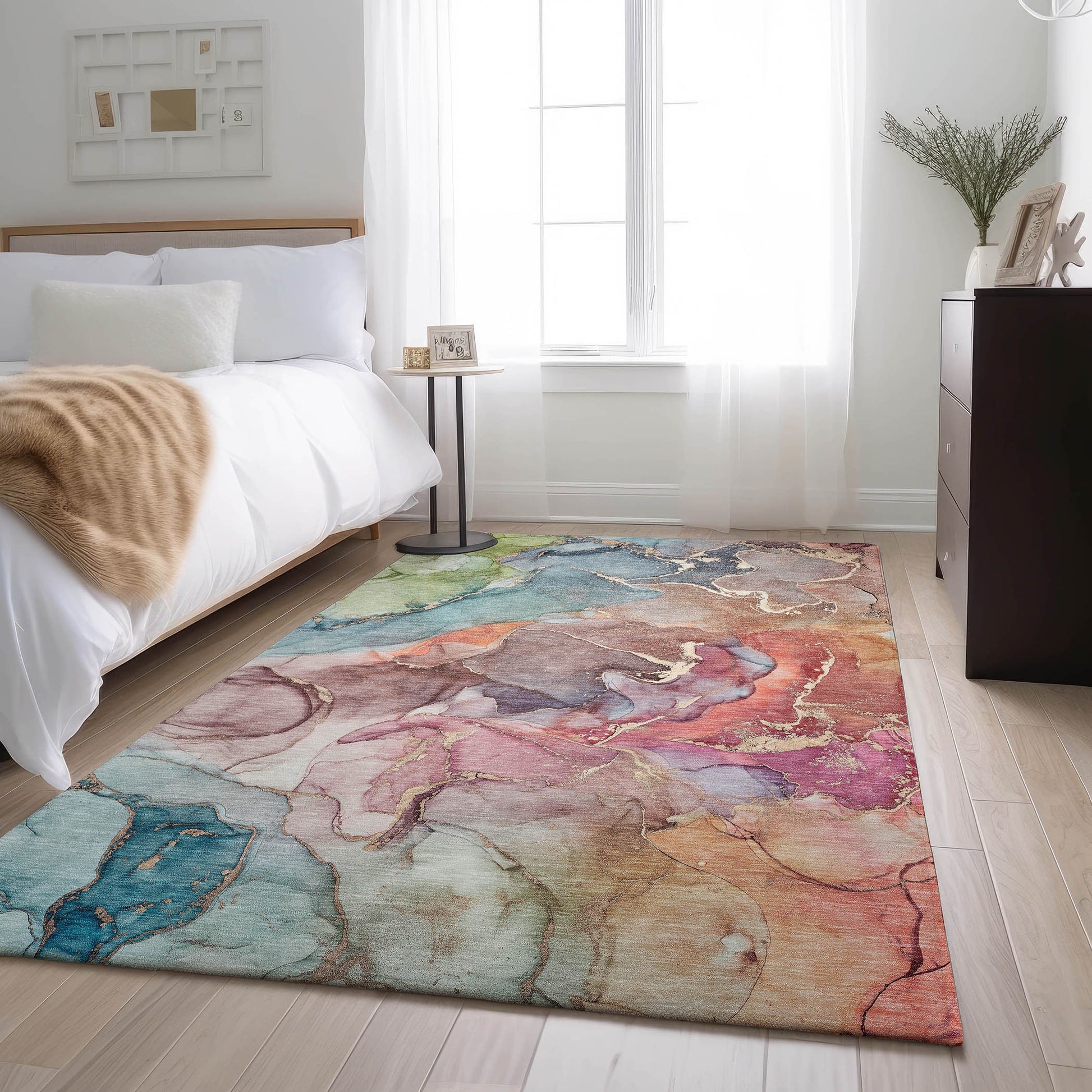 Addison Rugs Mayfield AMF501PH 8 x 10 (ft) Loomed Polyester Peach Rectangular Indoor Abstract Machine washable Area rug