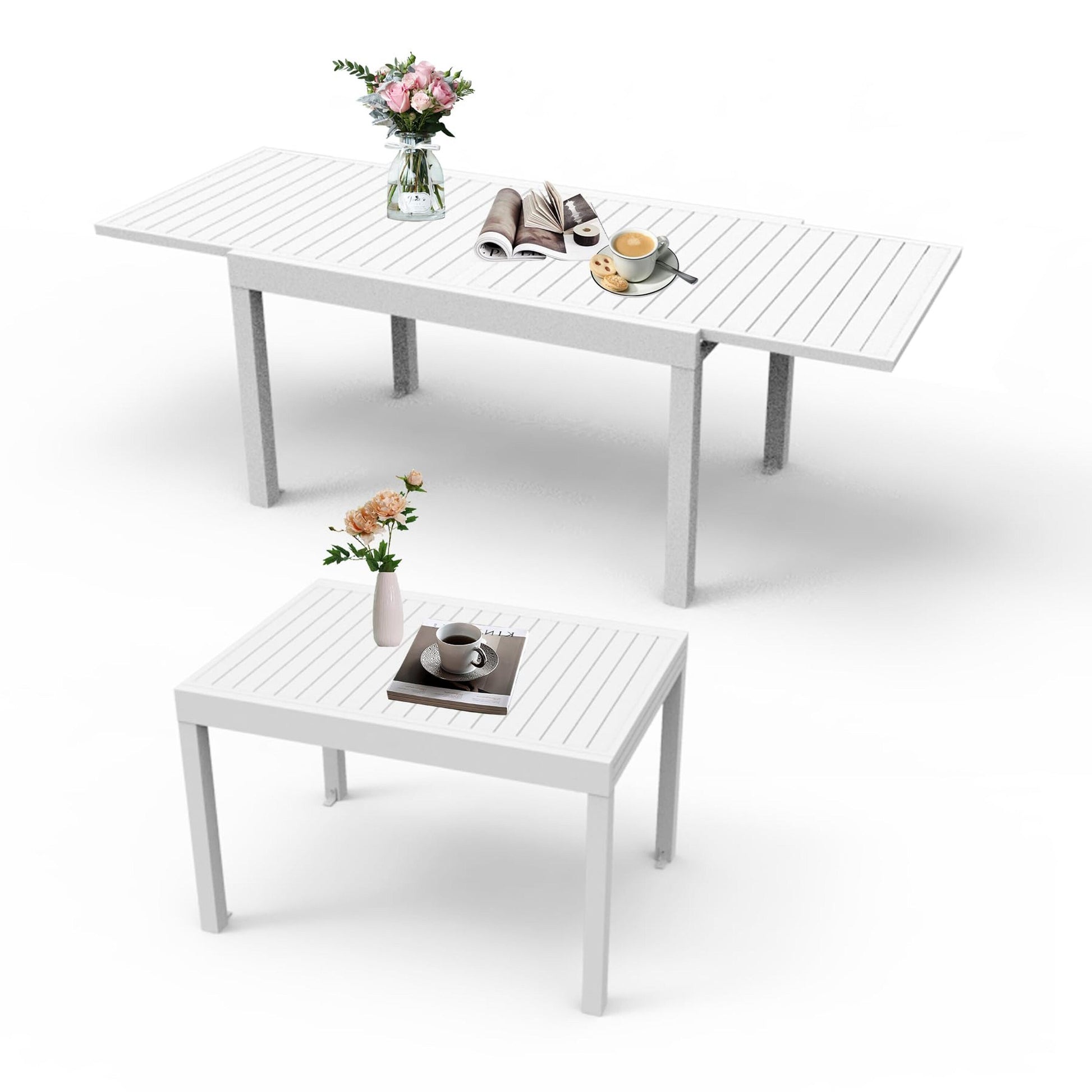Bayfeve Patio Extendable Dining Table Rectangle Dining Table 35.4-in W x 70.8-in L