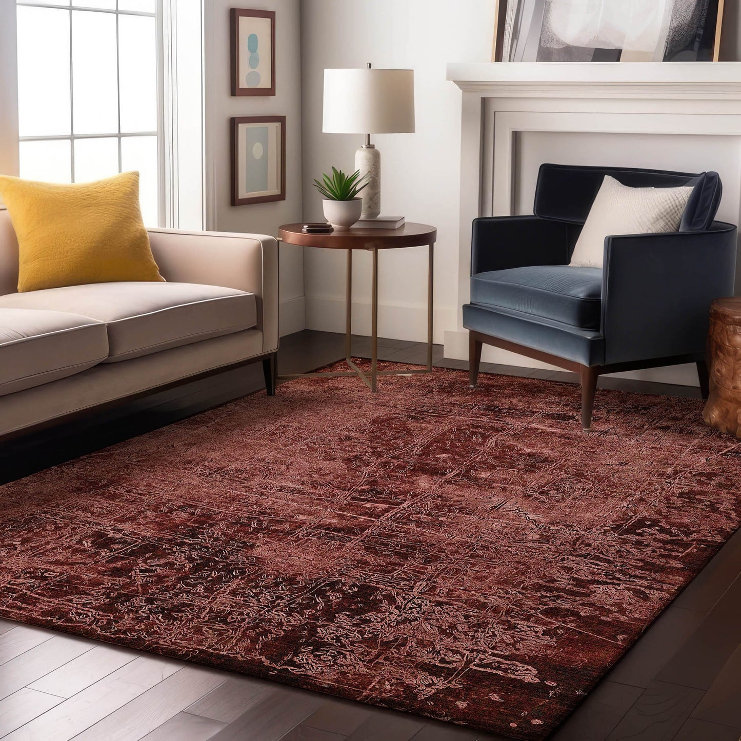Addison Rugs Mayfield AMF513BR 9 x 12 (ft) Loomed Polyester Brown Rectangular Indoor Abstract Machine washable Area rug