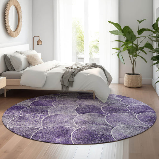 Addison Rugs Mayfield AMF594PP 8 x 8 (ft) Loomed Purple Round Indoor Geometric Machine washable Pet Friendly Area rug