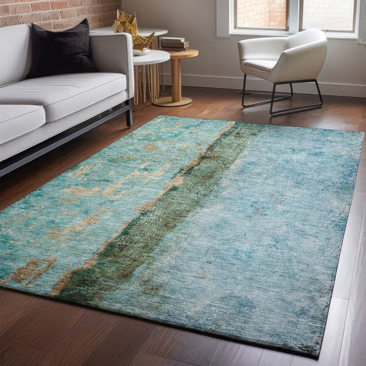 Addison Rugs Mayfield AMF605BU 8 x 10 (ft) Loomed Blue Rectangular Indoor Geometric Machine washable Pet Friendly Area rug