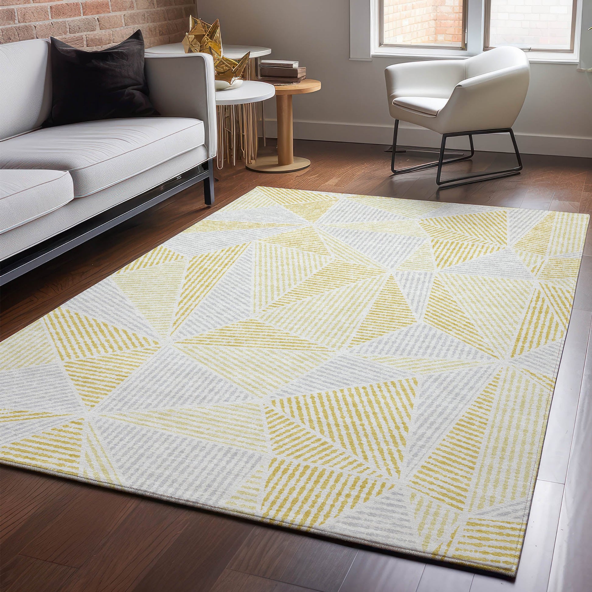 Addison Rugs Mayfield AMF618GO 8 x 10 (ft) Loomed Gold Rectangular Indoor Geometric Machine washable Pet Friendly Area rug