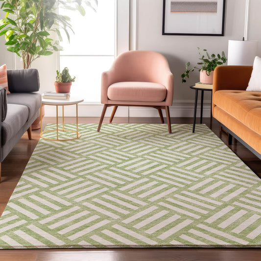Addison Rugs Mayfield AMF620AL 8 x 10 (ft) Loomed Aloe Rectangular Indoor Geometric Machine washable Pet Friendly Area rug