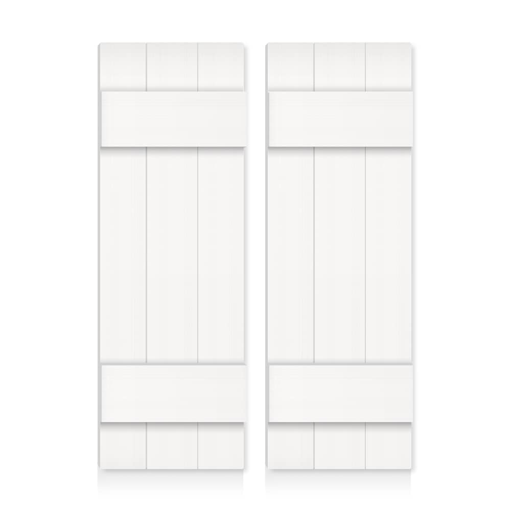 CALHOME 24-in W x 24-in H White Farmhouse End Batten Wood Exterior Shutters (2-Pack)