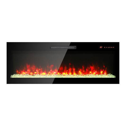 Bybafun 60-in W Black Wall mount LED Wall-mount Electric Fireplace with Remote Control Included