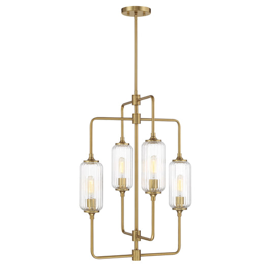 Savoy House Holton 4 -Light Antique Brass Industrial For Use in Bedrooms, Dining Rooms, Foyers, Kitchens, Living Rooms Chandelier