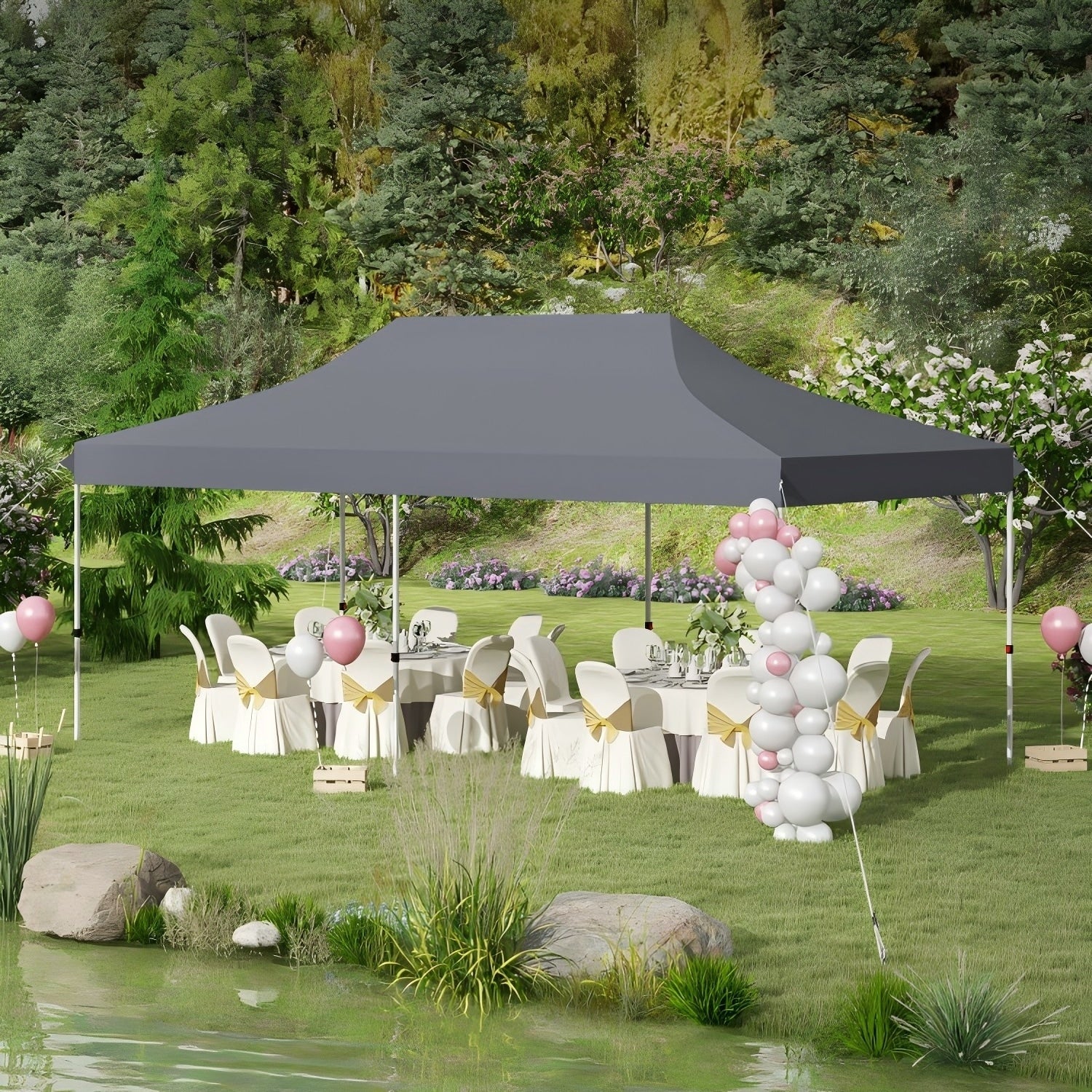Forclover 20 x 10 Rectangle Gray Pop-up canopy
