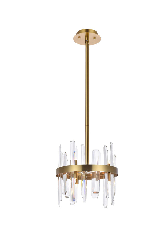 Elegant Decor Home Furnishing 6 -Light Satin Gold Modern/contemporary Drum Small Hanging Pendant light