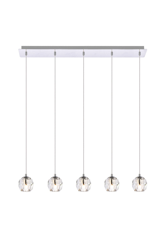 Elegant Decor Home Furnishing 5 -Light Chrome Modern/contemporary Beveled glass Linear Large Hanging Pendant light