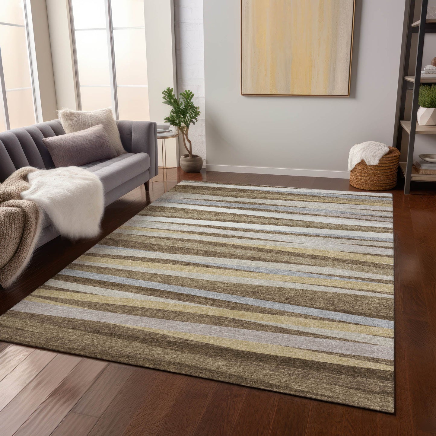 Addison Rugs Chantille ACN997BR 8 x 10 (ft) Brown Rectangular Indoor/Outdoor Geometric Pet Friendly Area rug