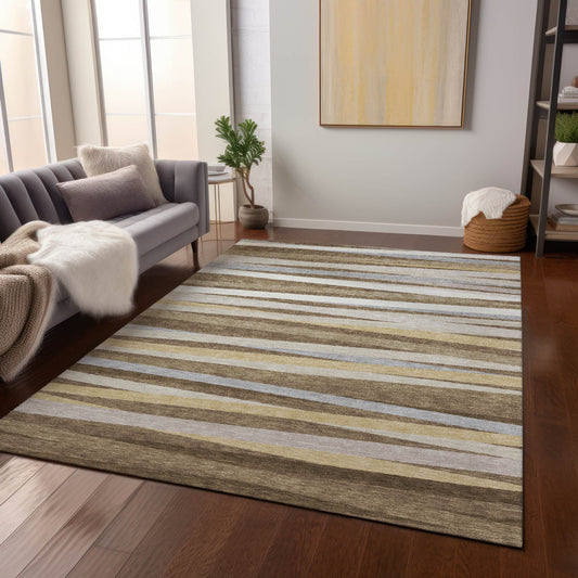 Addison Rugs Chantille ACN997BR 8 x 10 (ft) Brown Rectangular Indoor/Outdoor Geometric Pet Friendly Area rug