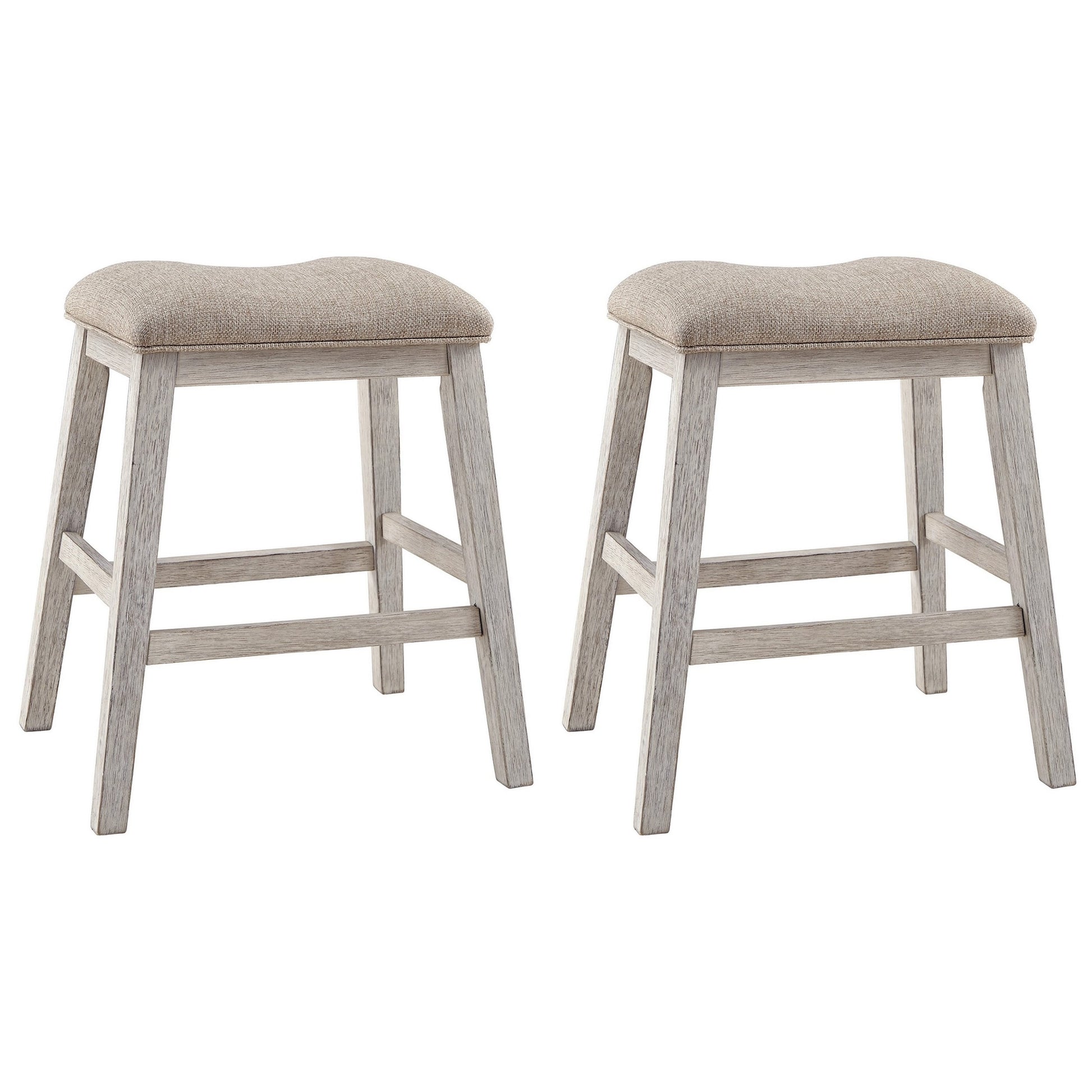 Benzara Beige 19-in H Counter height Upholstered Wood Bar Stool 2 -Pack
