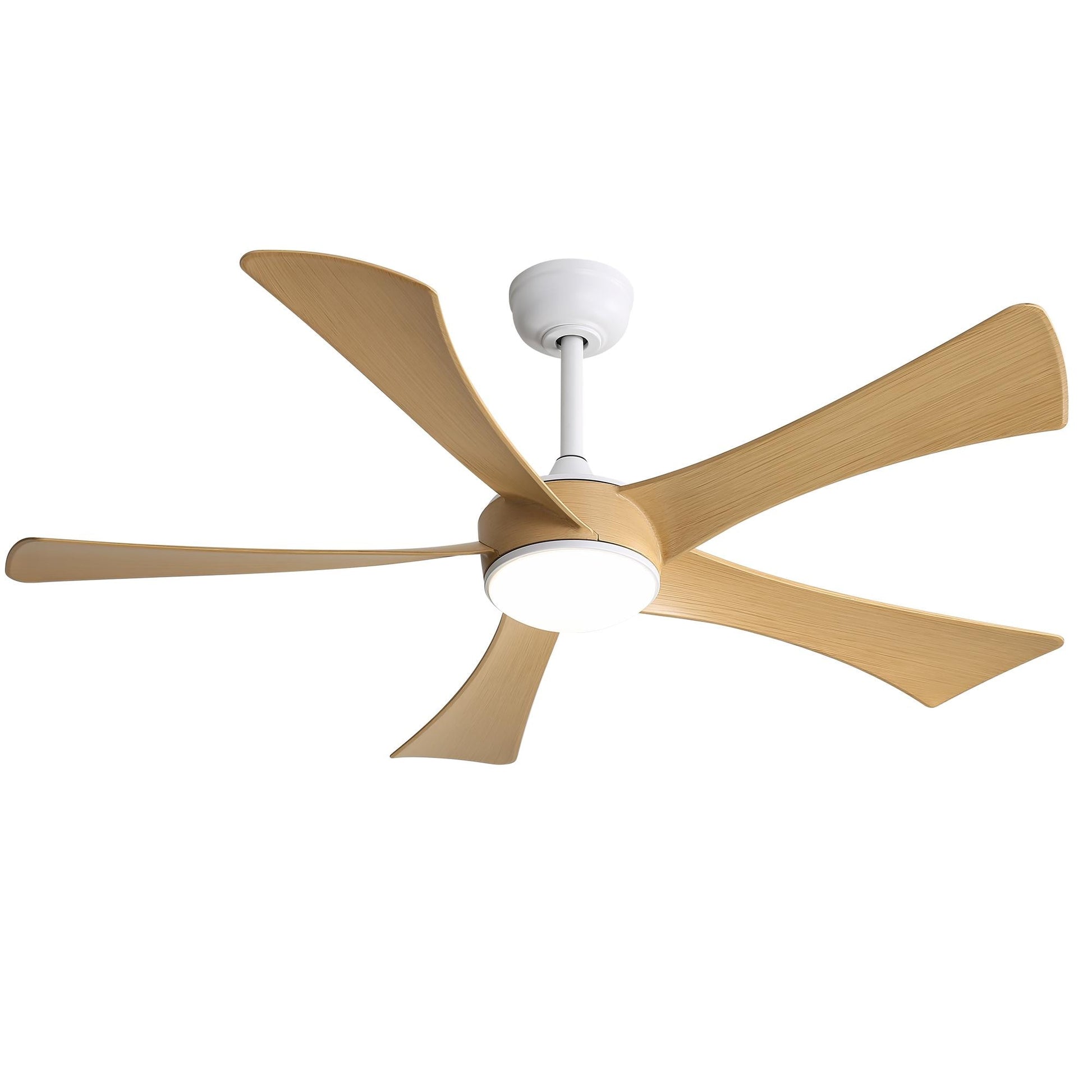 Bayfeve Adjustable Speed 52-in Color-Changing Integrated LED Outdoor White with Light Wood Grain ABS Blades Ceiling Fan With Light and Remote ( 5 -Blade )