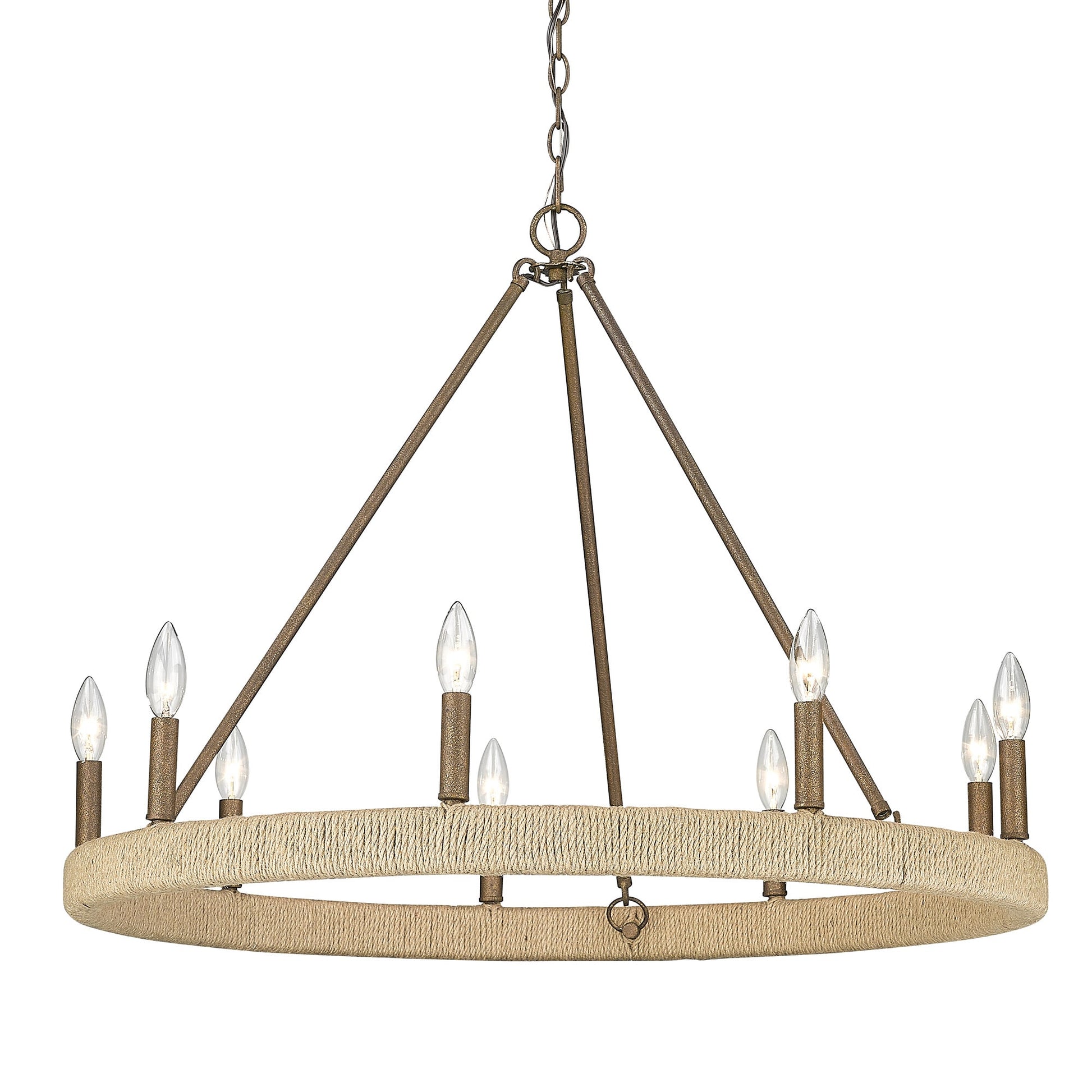 Golden Lighting Yates 9 -Light Matte Brown Coastal For Use in Dining Rooms, Foyers, Living Rooms Chandelier