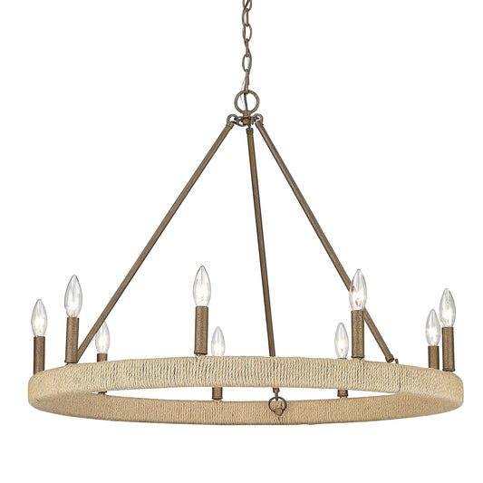 Golden Lighting Yates 9 -Light Matte Brown Coastal For Use in Dining Rooms, Foyers, Living Rooms Chandelier