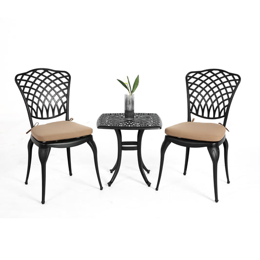 SINOFURN 3 -Piece Patio Conversation Set with Brown Cushions