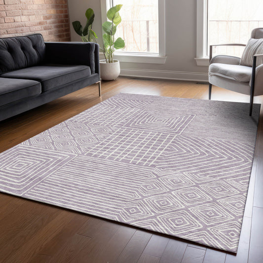 Addison Rugs Chantille ACN1044LV 9 x 12 (ft) Lavender Rectangular Indoor/Outdoor Geometric Machine washable Pet Friendly Area rug
