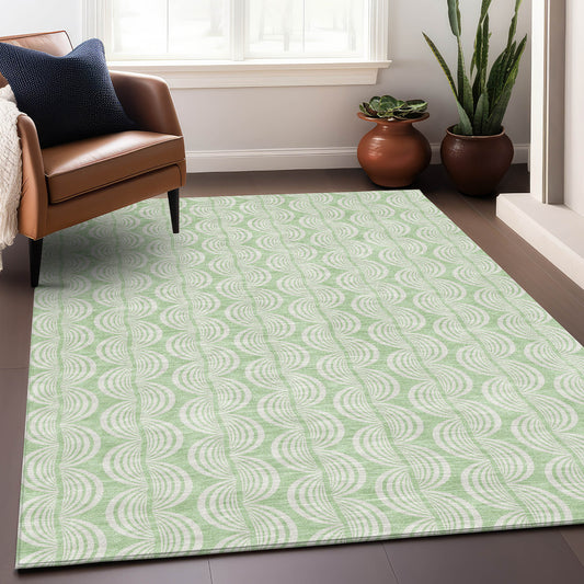 Addison Rugs Chantille ACN1056MZ 9 x 12 (ft) Mint Rectangular Indoor/Outdoor Geometric Machine washable Pet Friendly Area rug