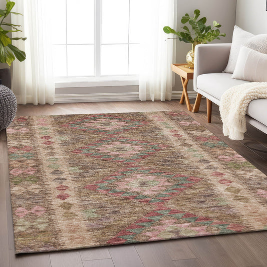 Addison Rugs Chantille ACN1226BR 8 x 10 (ft) Brown Rectangular Indoor/Outdoor Geometric Machine washable Pet Friendly Area rug