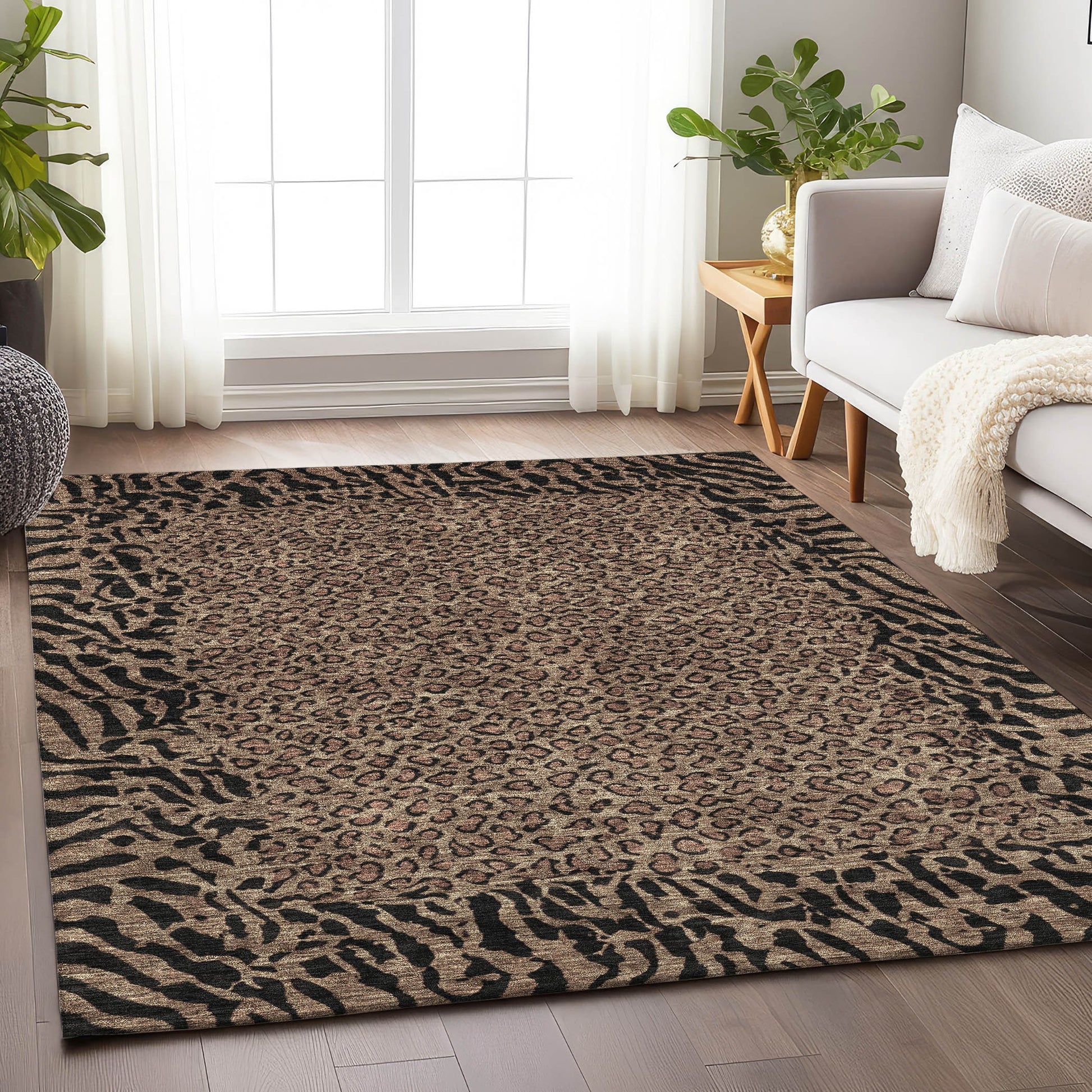 Addison Rugs Chantille ACN1230BR 8 x 10 (ft) Brown Rectangular Indoor/Outdoor Geometric Machine washable Pet Friendly Area rug