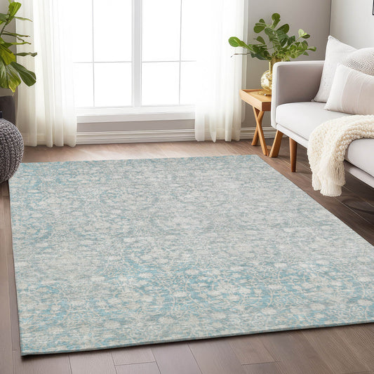 Addison Rugs Chantille ACN1231AQ 9 x 12 (ft) Aqua Rectangular Indoor/Outdoor Geometric Machine washable Pet Friendly Area rug