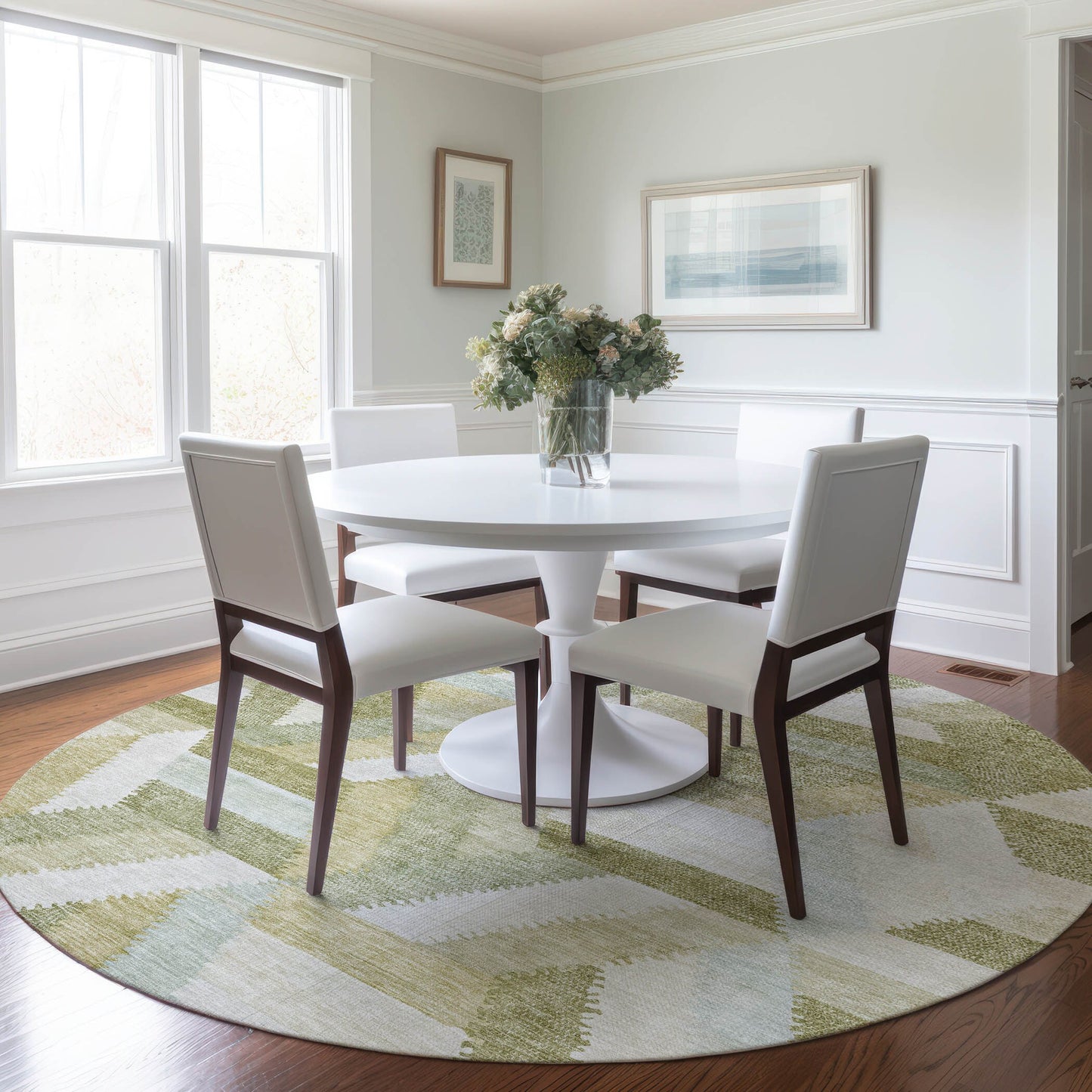 Addison Rugs Chantille ACN1241AL 8 x 8 (ft) Aloe Round Indoor/Outdoor Geometric Machine washable Pet Friendly Area rug